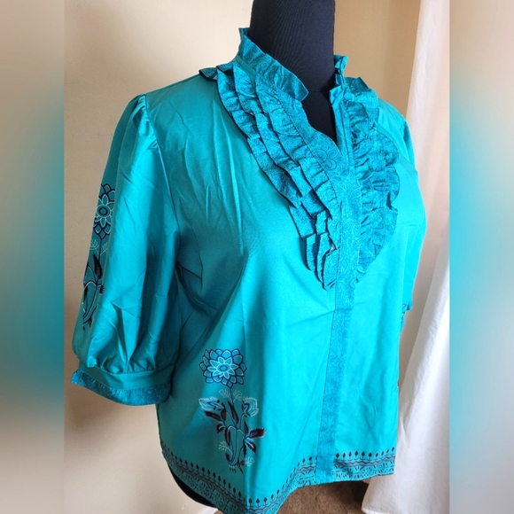 V-Neck 3/4 Sleeve Blouse - Picture 2 of 5